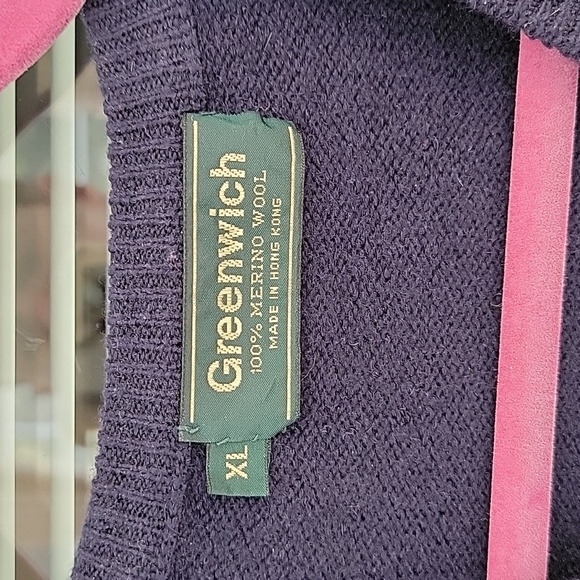 Greenwich Vintage 1980's Argyle Wool V Neck Sweater Sz XL Blue/Red/Green/Yellow - Picture 3 of 10